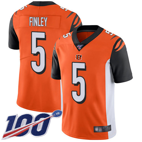 Cincinnati Bengals Limited Orange Men Ryan Finley Alternate Jersey NFL Footballl 5 100th Season Vapor Untouchable